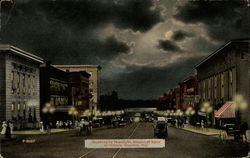 Broadway by Moonlight, Mississippi River in distance Hannibal, MO Postcard Postcard