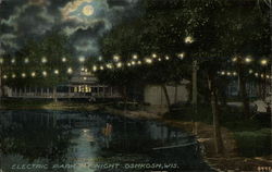 Electric Park at Night Oshkosh, WI Postcard Postcard