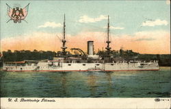 US Battleship Illinois Postcard