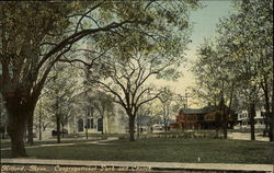 Congregational Park and Church Milford, MA Postcard Postcard