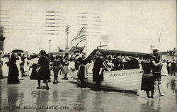 On the Beach, showing Life Boat Atlantic City, NJ Postcard Postcard