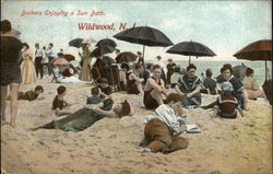 Bathers Enjoying a Sun Bath Wildwood, NJ Postcard Postcard