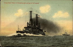 Close Bow View of Dreadnaught Going at Full Speed Postcard