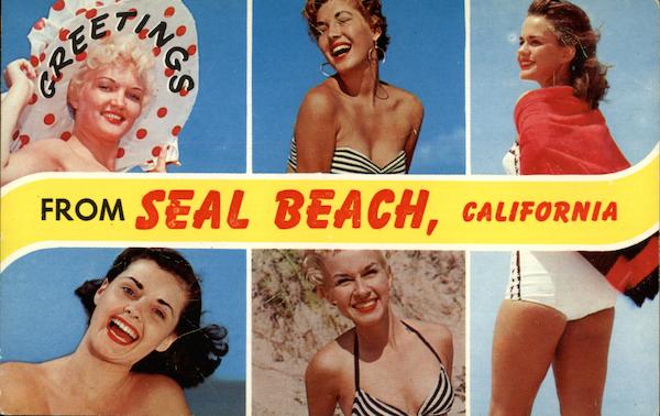 Girls in Swimsuits Seal Beach California