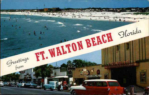 Views of Beach and Downtown Fort Walton Beach Florida