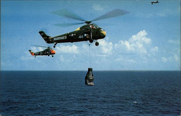 Marine Helicopter Approaching the USS Lake Champlain