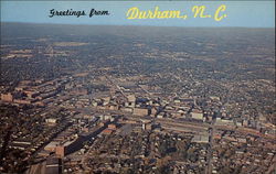 Aerial View of City Durham, NC Postcard Postcard