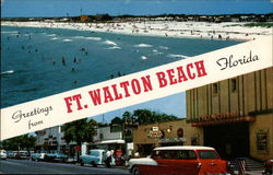 Views of Beach and Downtown Fort Walton Beach, FL Postcard Postcard