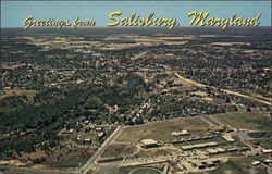 Aeral View of Town Salisbury, MD Postcard Postcard