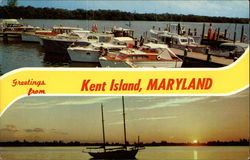 Greetings from Kent Island - Views of Boating Maryland Postcard Postcard