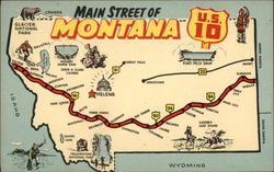 US Highway 10, Main Street of Montana Postcard