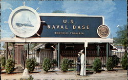 Sign at the Main Entrance to the U. S. Naval Base Norfolk, VA Postcard Postcard