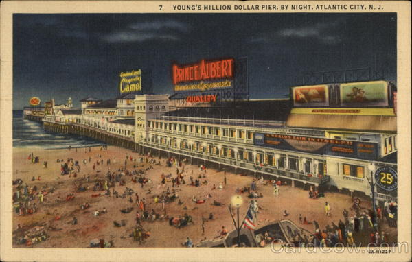 Young's Million Dollar Pier, by night Atlantic City New Jersey