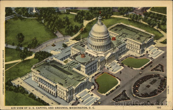 Air View of US Capitol and Grounds Washington District of Columbia