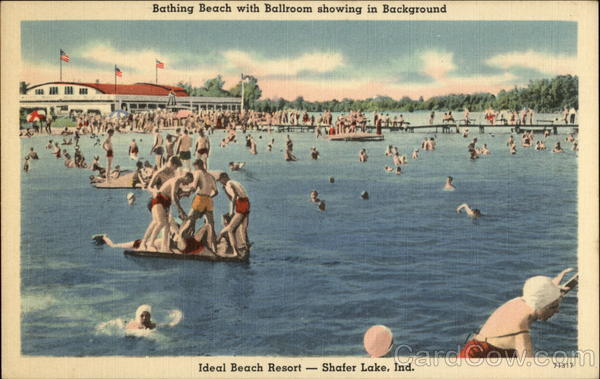 Shafer Lake Bathing Beach with Ballroom Showing in Background ...
