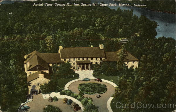 Aerial View, Spring Mill Inn, Spring Mill State Park Mitchell Indiana