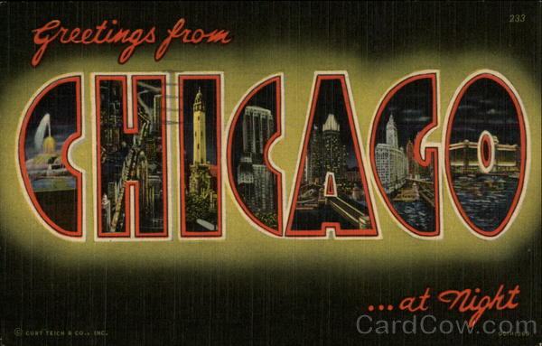 Greetings from Chicago...at night Illinois