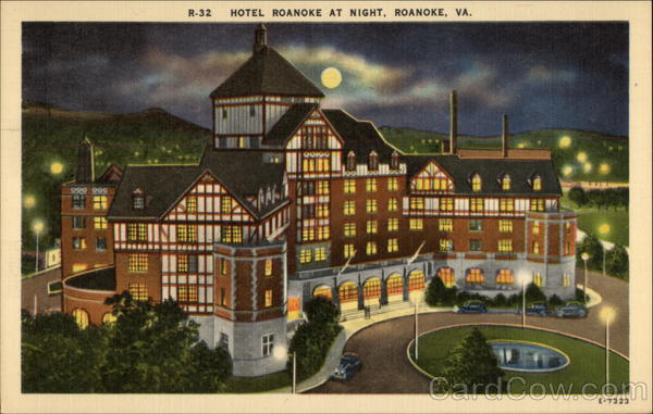 Hotel Roanoke at night Virginia