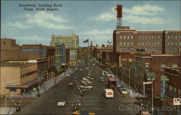 Broadway, Looking North in Fargo, North Dakota