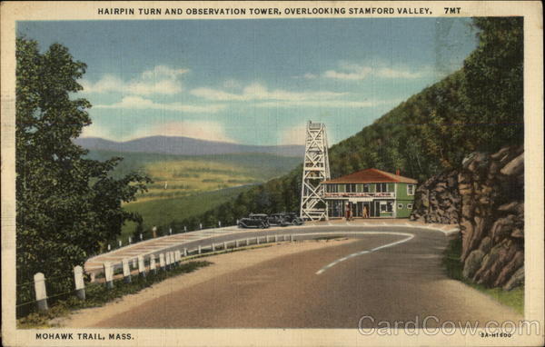 Hairpin Turn and Observatio nTOwer, Overlooking Stamford Valley Mohawk Trail Massachusetts