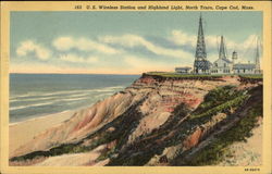 US Wireless Station and HIghland Light, Cape Cod North Truro, MA Postcard Postcard