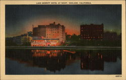 Lake Merritt Hotel at Night Postcard