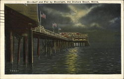 Surf and Pier by Moonlight Postcard