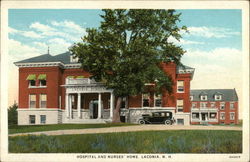 Hospital and Nurses' Home Laconia, NH Postcard Postcard