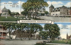 Various Views of Town Wadsworth, KS Postcard Postcard