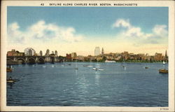 Skyline along Charles River Postcard