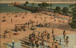 Mid-Winter Bathing, Spa Beach Postcard