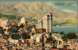 Russian Hill and Mt. Tamalpais, San Francisco, California Postcard Postcard
