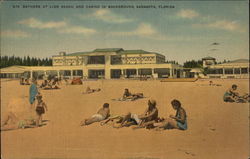 Bathers at Lido Beach and Casino in Background Sarasota, FL Postcard Postcard