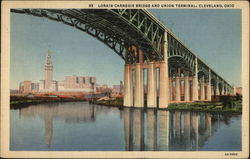 Lorain Carnegie Bridge and Union Terminal Postcard