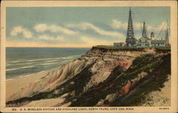 U.S. Wireless Station and Highland Light at North Truro Cape Cod, MA Postcard Postcard
