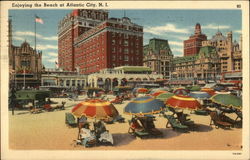 Enjoying the Beach at Atlantic City, N.J New Jersey Postcard Postcard