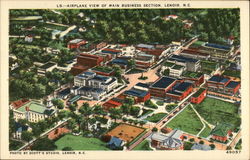 Airplane View of Main Business Section, Lenoir, N.C Postcard