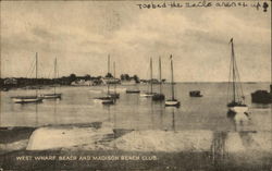 West Wharf Beach and Madison Beach Club Connecticut Postcard Postcard