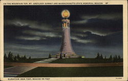 On the Mountain Top, Mt. Greylock Summit and Massachusetts State Memorial Beacon Adams, MA Postcard Postcard