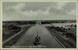 Welland Ship Canal From Lift Bridge Below Flight Locks Postcard