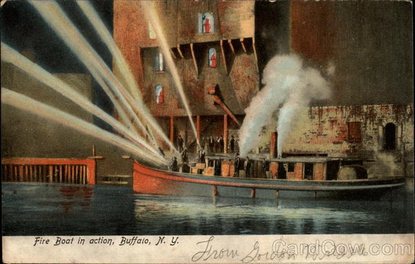 Fire Boat in Action Buffalo New York