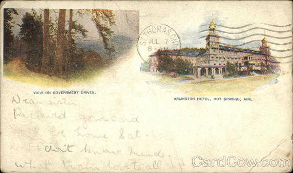 Arlington Hotel & View on Government Drives Hot Springs Arkansas
