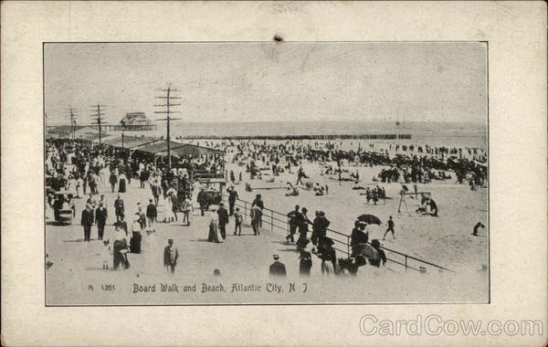 Board Walk and Beach Atlantic City New Jersey