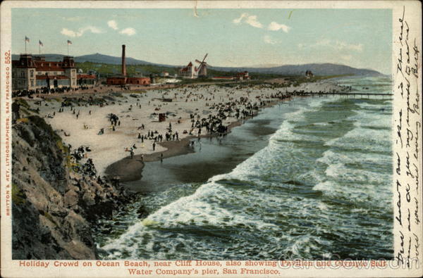 Holiday Crowd on Ocean Beach San Francisco California