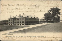 Quarters of Co. A & H and E & B, Fort Wayne Postcard