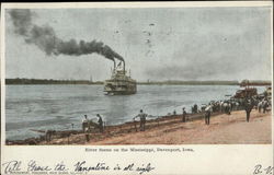 River Scene on the Mississippi Davenport, IA Postcard Postcard