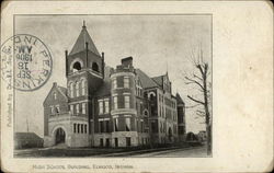 High School Building Elwood, IN Postcard Postcard