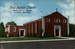 First Baptist Church, Ninth and "F" Streets Fairbury, NE Postcard 