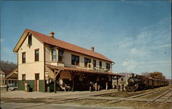 Train arriving at Railroad Station Postcard