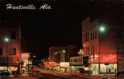 Washington Street at Night Huntsville, AL Postcard Postcard
